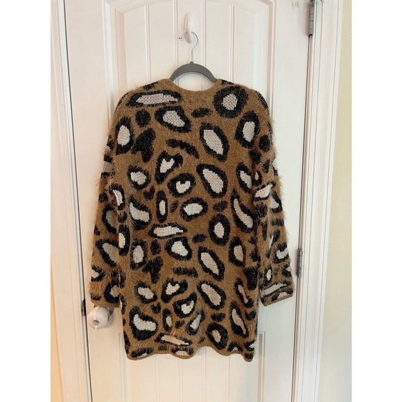 Show‎ Me Your Mumu Mellow Cozi Cardi Open Sweater Leopard Long Medium - Picture 6 of 7